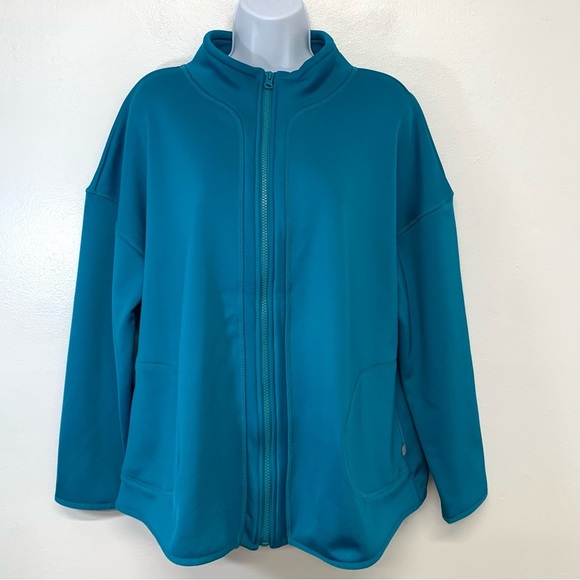 T by Talbots Sweatshirt Woman XLP  Tech Fleece Lined Full Zip Jacket Pockets New - Picture 1 of 11